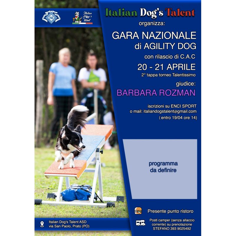 Gara nazionale Agility Dog ENCI Italian Dog's Talent 20-21 Aprile 2024