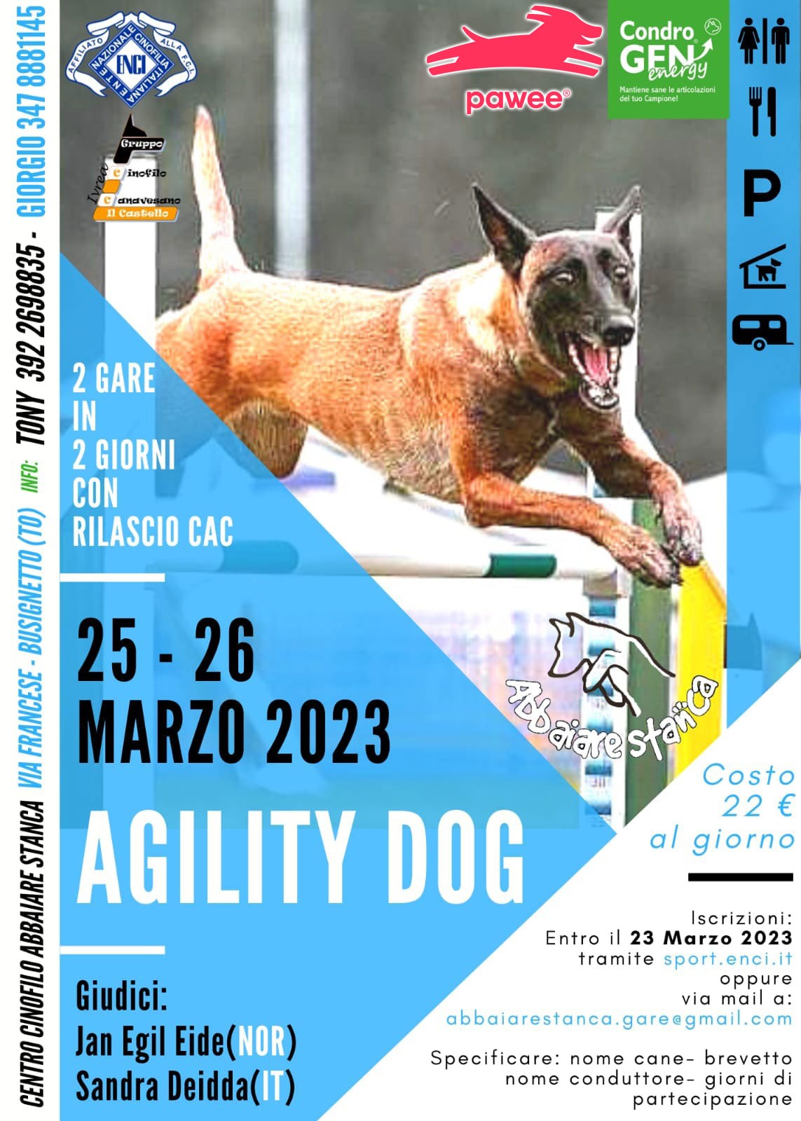 Gare di Agility dog 26 Marzo di Abbaiare stanca con rilascio CAC