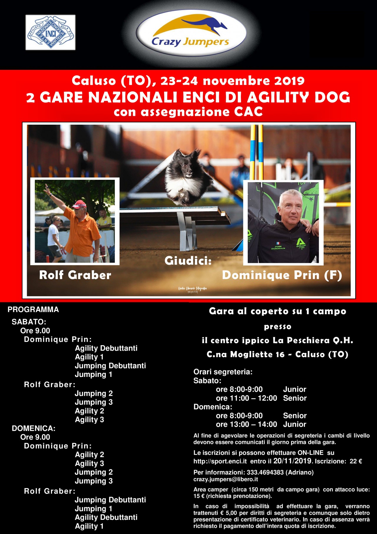 SABATO 23 NOVEMBRE 2019 GARA NAZIONALE ENCI DI AGILITY DOG