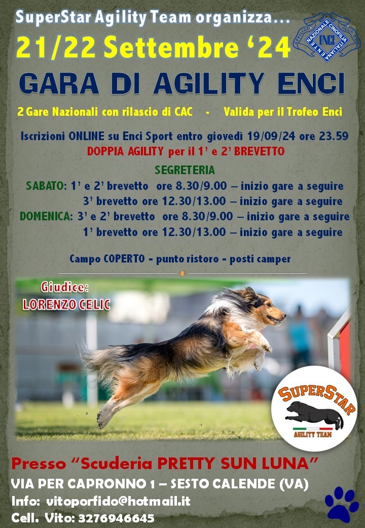 Gara Nazionale SuperStar Agility Team - 22 Settembre ‘24 (Domenica)