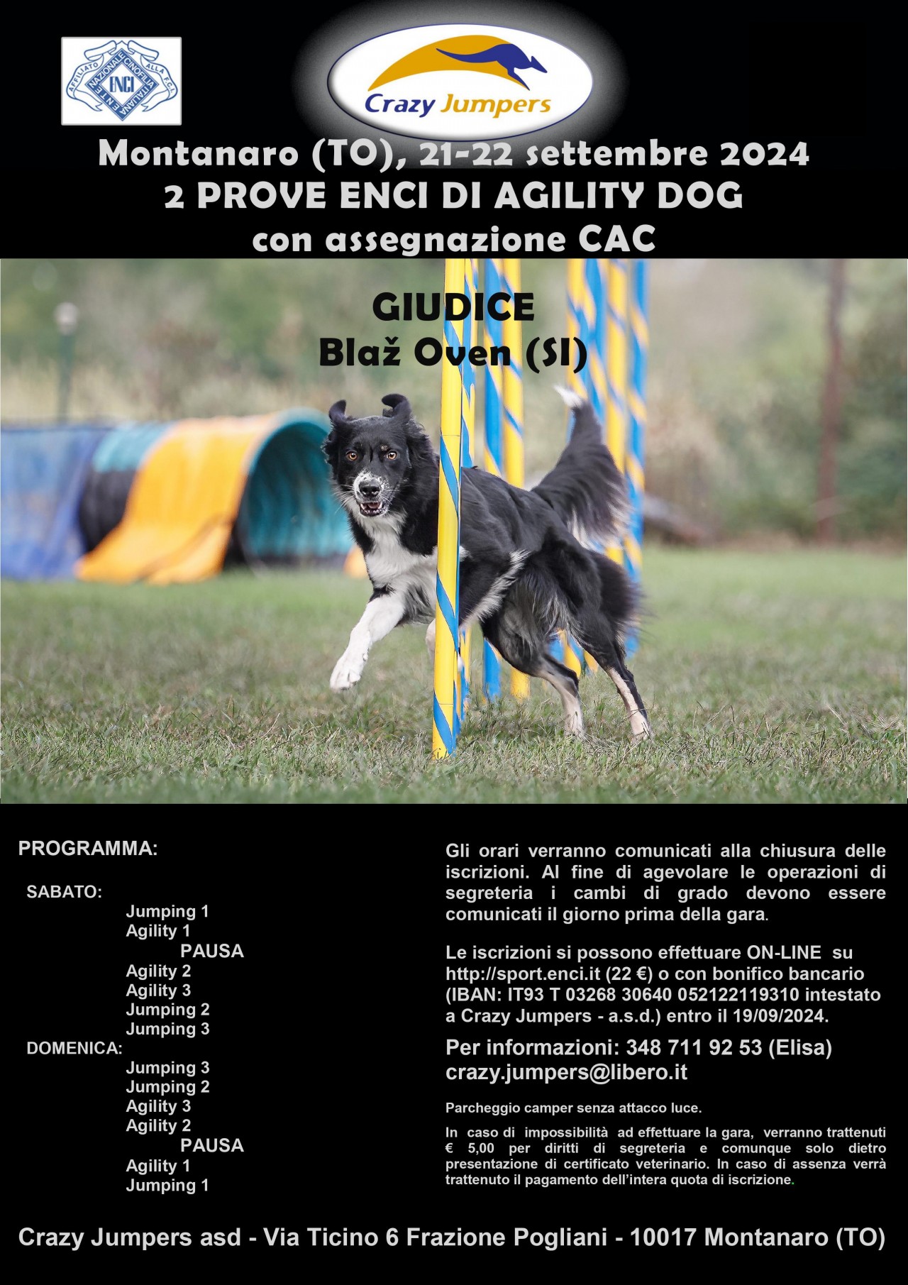 Domenica 22 settembre 2024: Gara Nazionale di Agility Dog