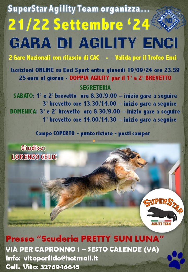 Gara Nazionale SuperStar Agility Team - 21 Settembre ‘24 (Sabato)