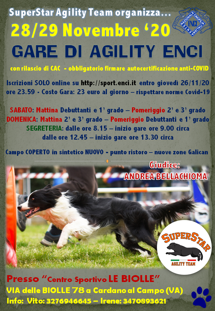 Gara Nazionale SuperStar Agility Team - 29 Novembre '20