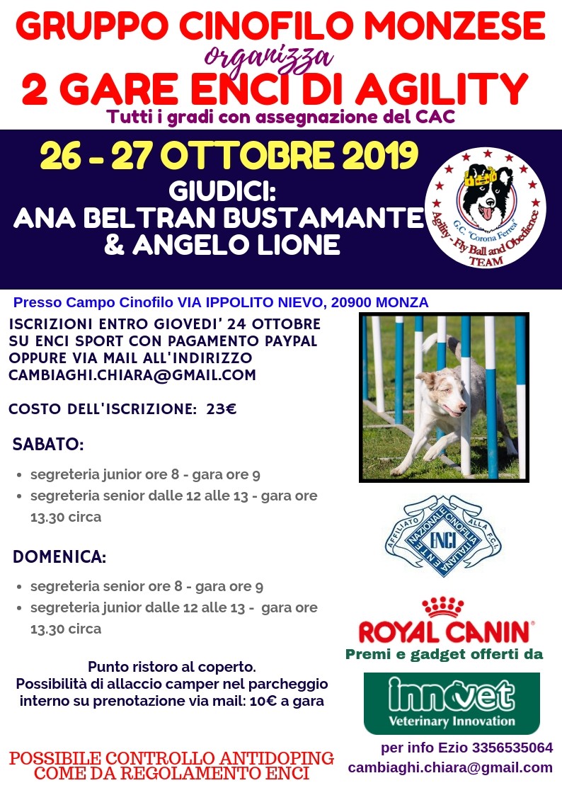 26 ottobre - gara agility monza 