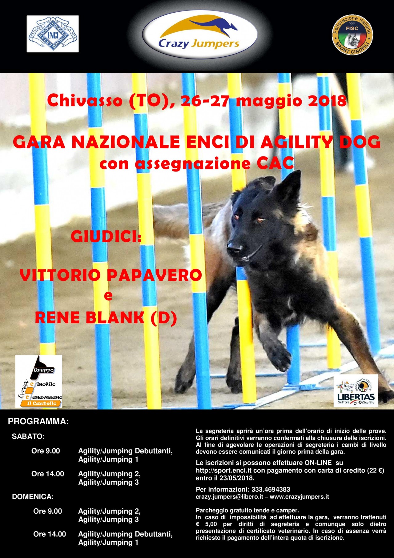 SABATO 26 MAGGIO GARA NAZIONALE DI AGILITY DOG