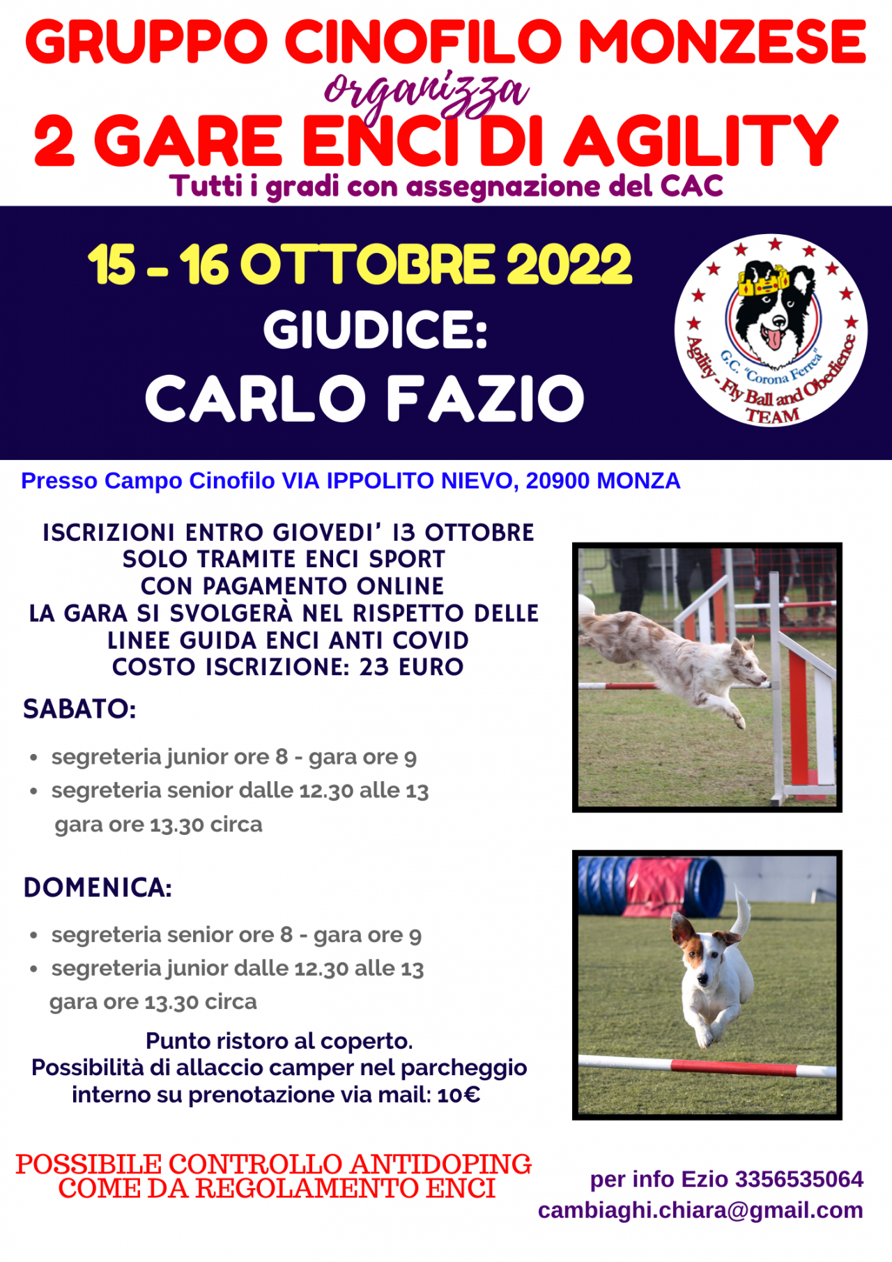 16 OTTOBRE - GARA AGILITY MONZA