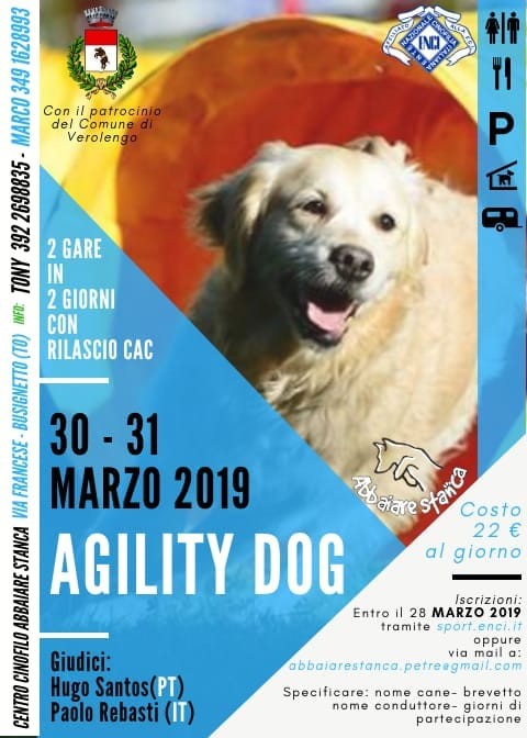 GARA NAZIONALE DI AGILITY DOG ABBAIARE STANCA 30/03/2019