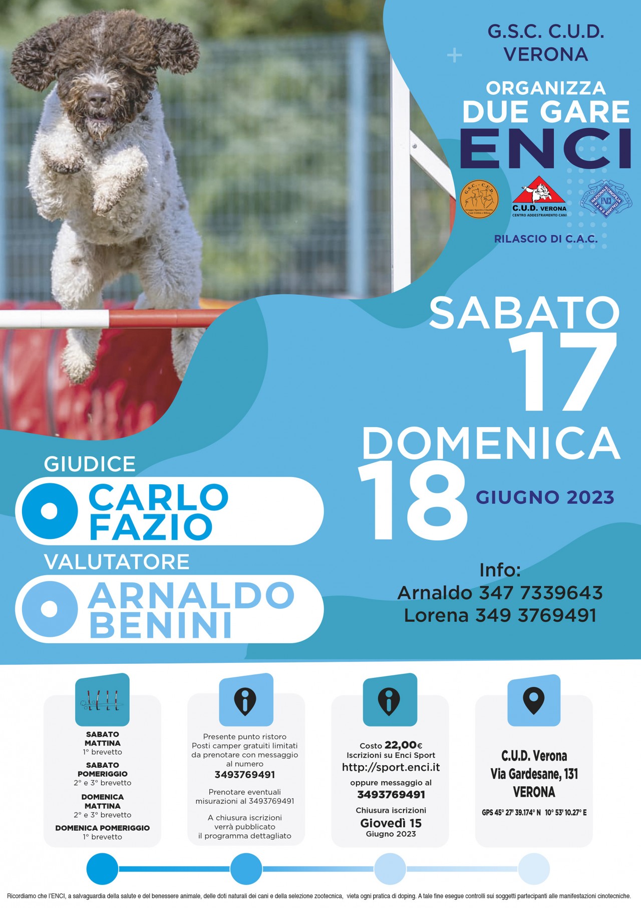 GSC CUD SEZ. VERONA 2 GARE ENCI AGILITY DOG C.A.C. 17 e 18 GIUGNO 2023