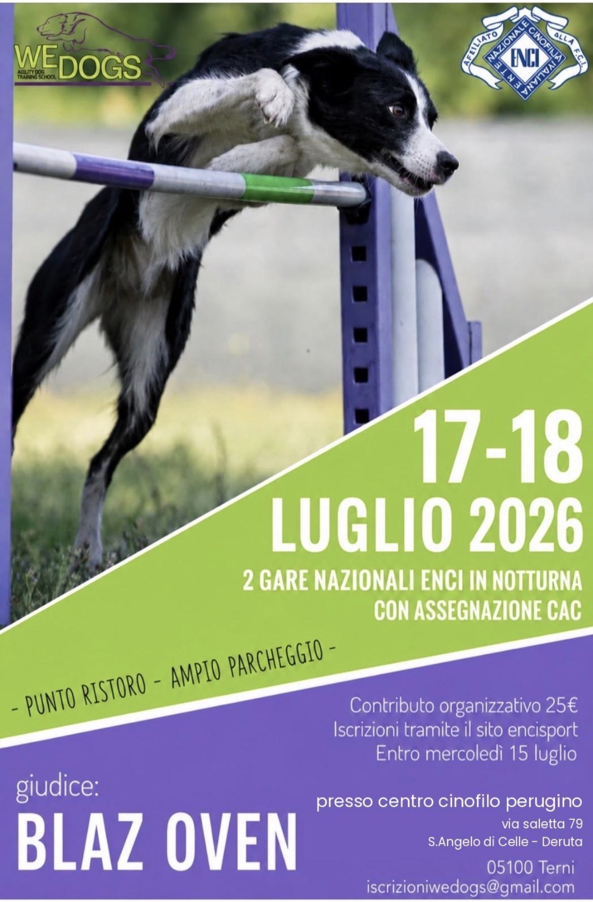 Gara nazionale di agility dog 17/18 luglio 2026