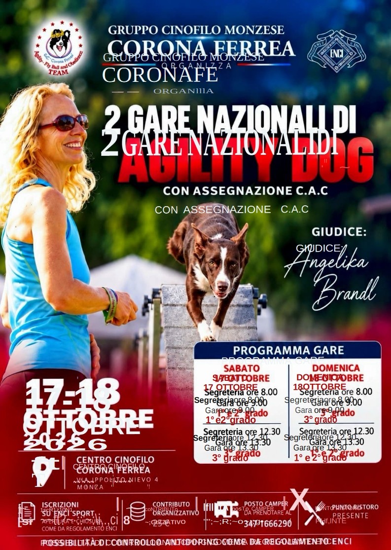 17 OTTOBRE 2026 - GARA AGILITY MONZA
