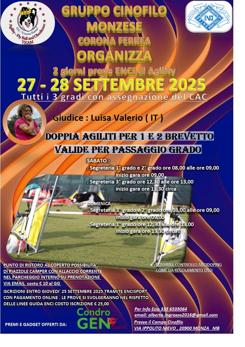 27 SETTEMBRE 2025 - GARA AGILITY MONZA