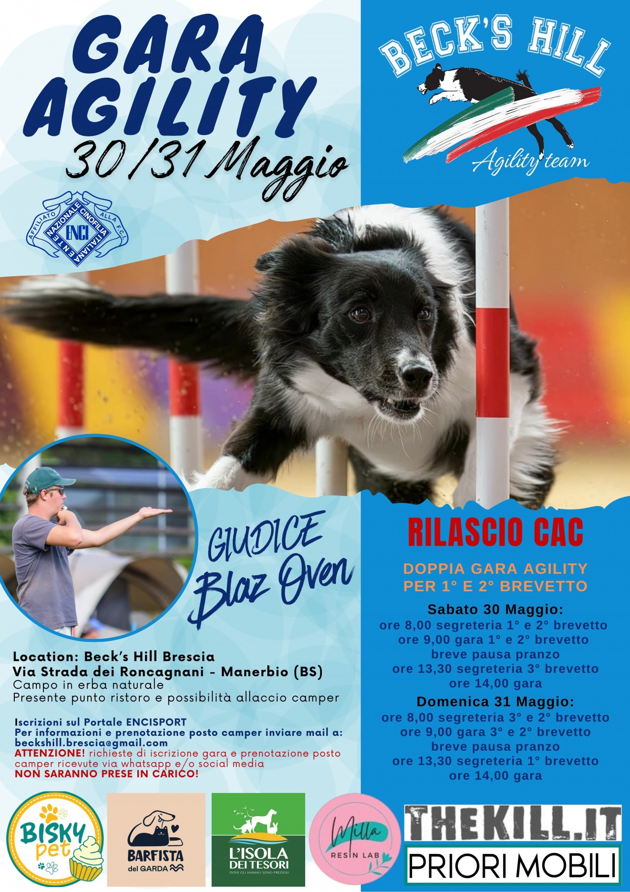 30/05/2026 - GARA NAZIONALE AGILITY DOG - SABATO 30 MAGGIO - BECK'S HILL MANERBIO