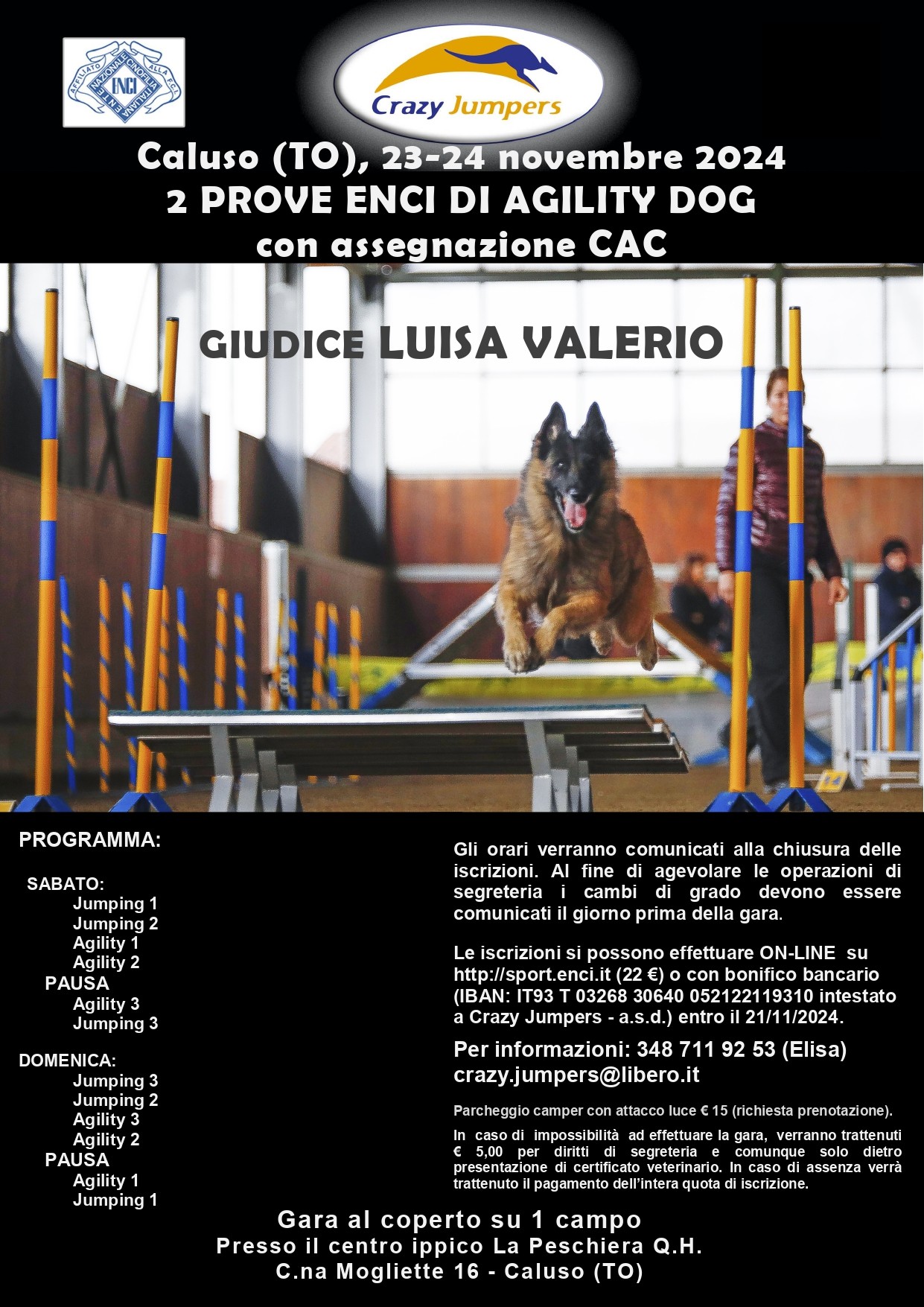 Sabato 23 novembre 2024: Gara Nazionale di Agility Dog