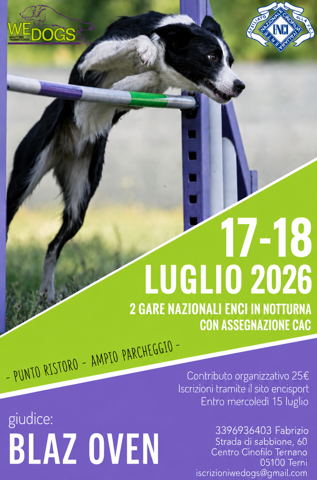 Gara nazionale di agility dog 17-18 luglio 2026