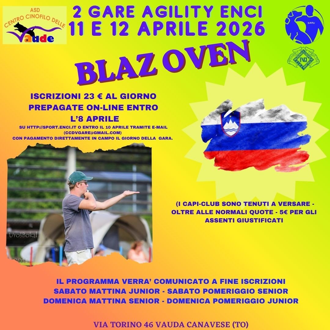 VAUDA AGILITY SABATO 11 APRILE