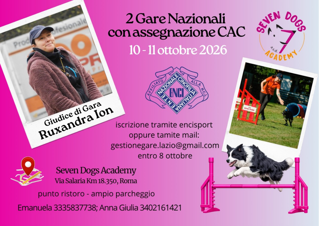 Gara Nazionale di Agility del 10 e 11 ottobre 2026