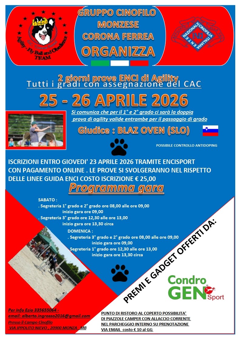 25 APRILE 2026 - GARA  AGILITY MONZA