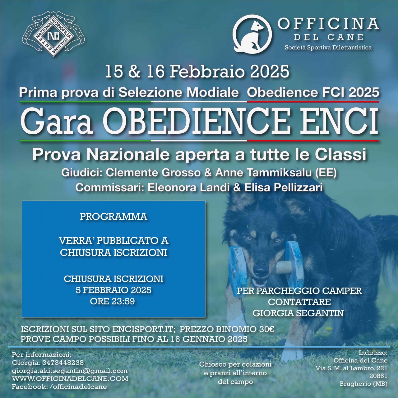 GARA OBEDIENCE PRIMA PROVA SELEZIONE MONDIALE & PROVA NAZIONALE APERTA A TUTTE LE CLASSI