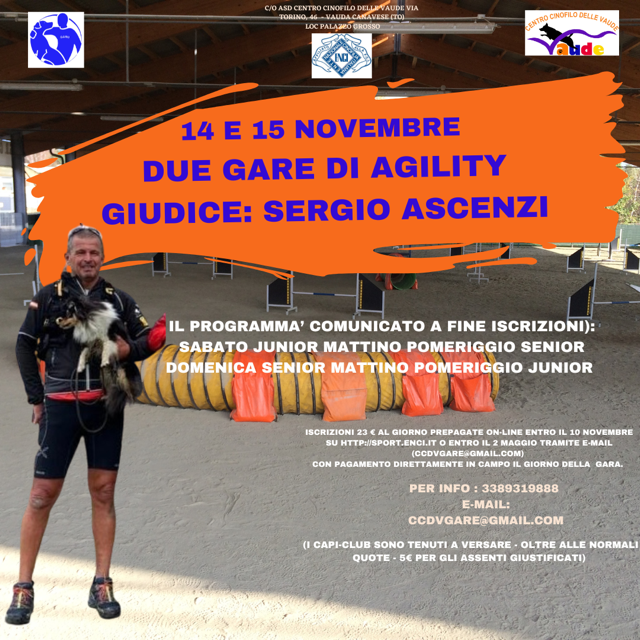 VAUDA AGILITY SABATO 14 NOVEMBRE